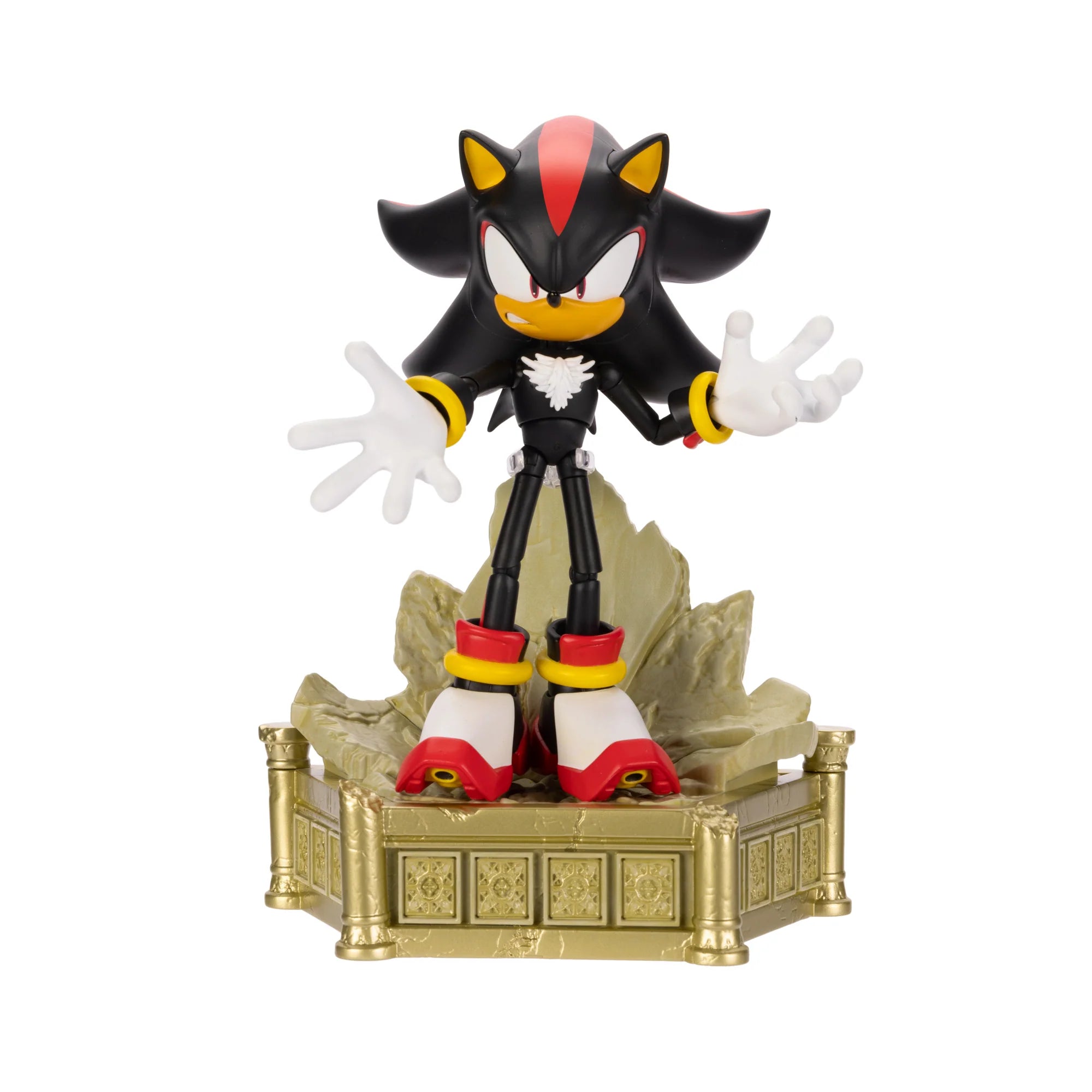 Shadow the Hedgehog Collector's Edition Action Figure – 6in Customizable & Highly Articulated by Jakks Pacific on decorative stand