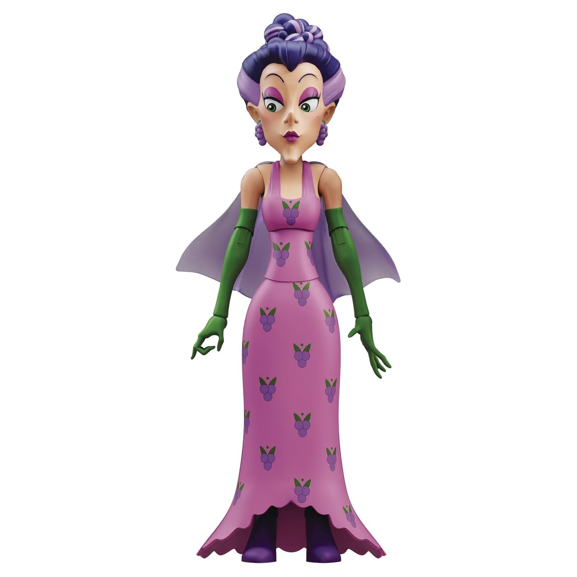 Boss Fight Studio Llc Sour Grapes deluxe action figure in purple gown with green gloves and translucent cape from Strawberry Shortcake