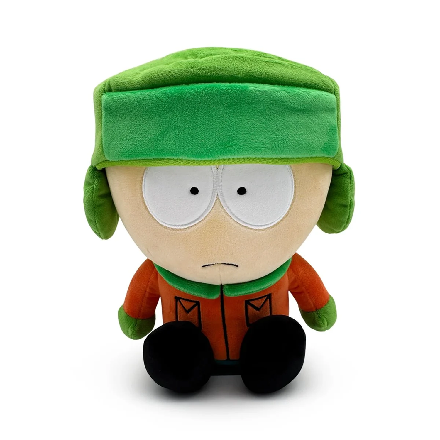 South Park Kyle 9-Inch Plush by Youtooz showing seated character in green hat and orange jacket collectible toy