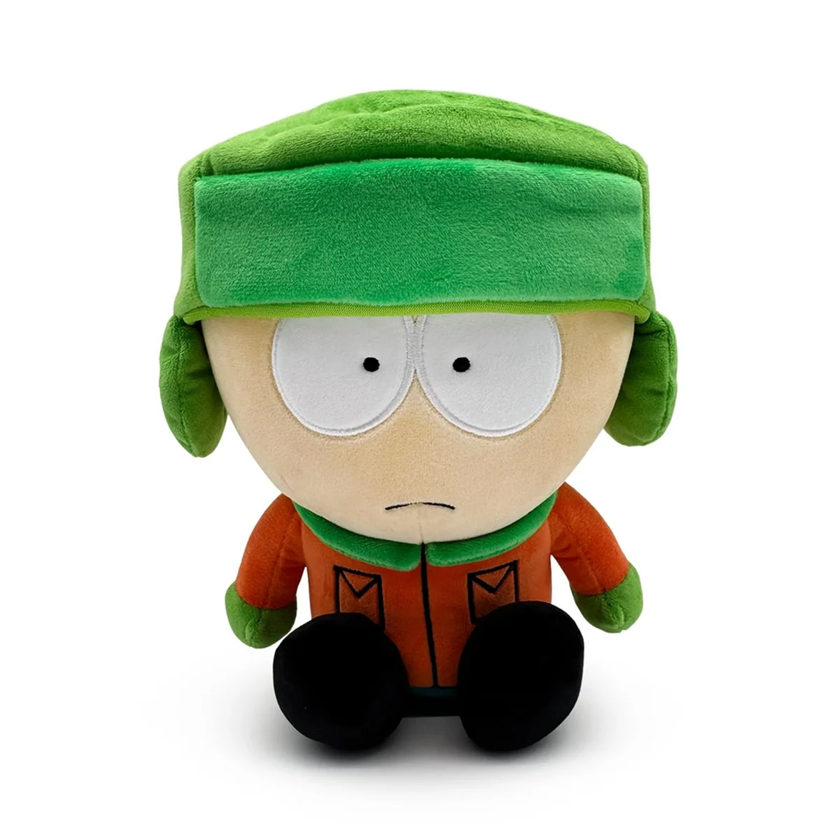 South Park Kyle 9-Inch Plush by Youtooz showing seated character in green hat and orange jacket collectible toy