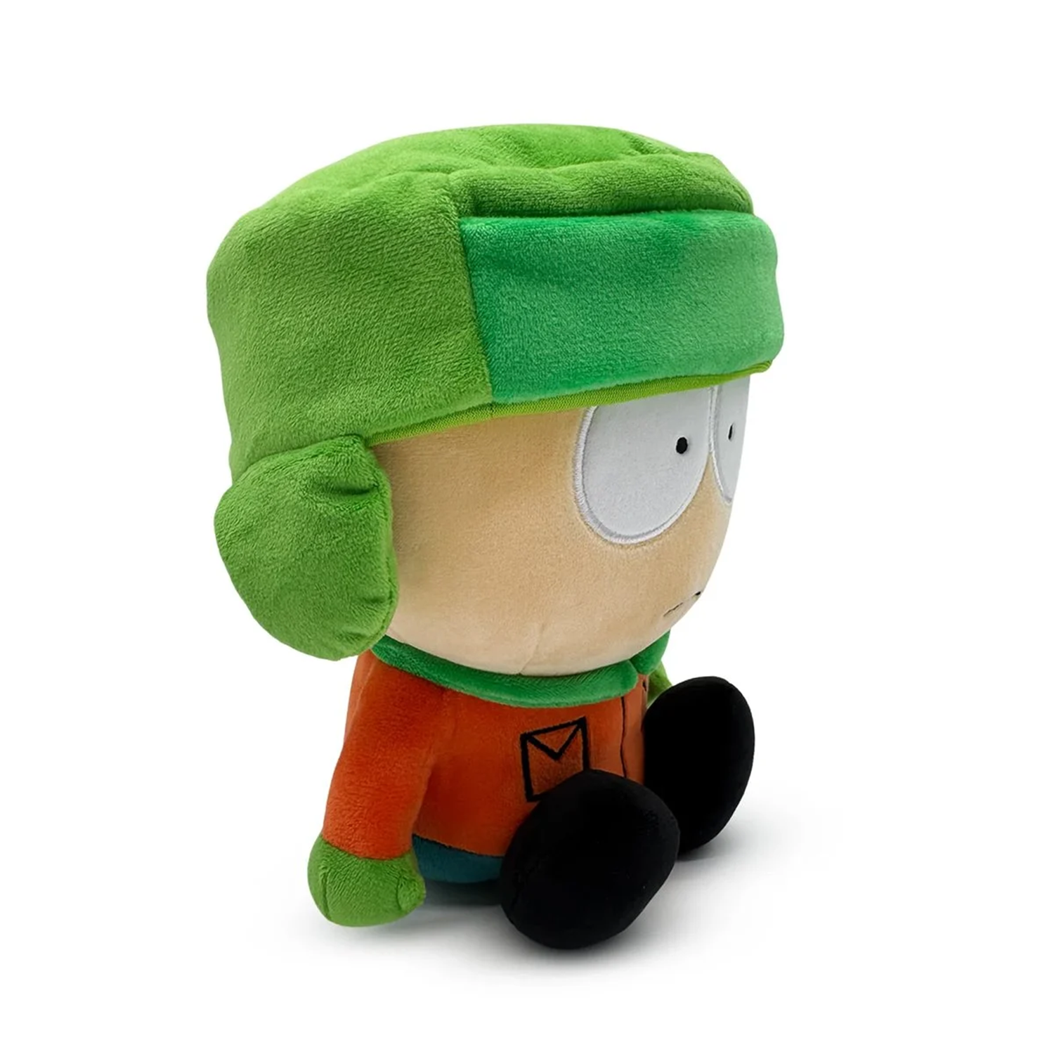 South Park Kyle 9-Inch Plush by Youtooz seated with green hat, orange jacket, and black shoes collectible plush toy