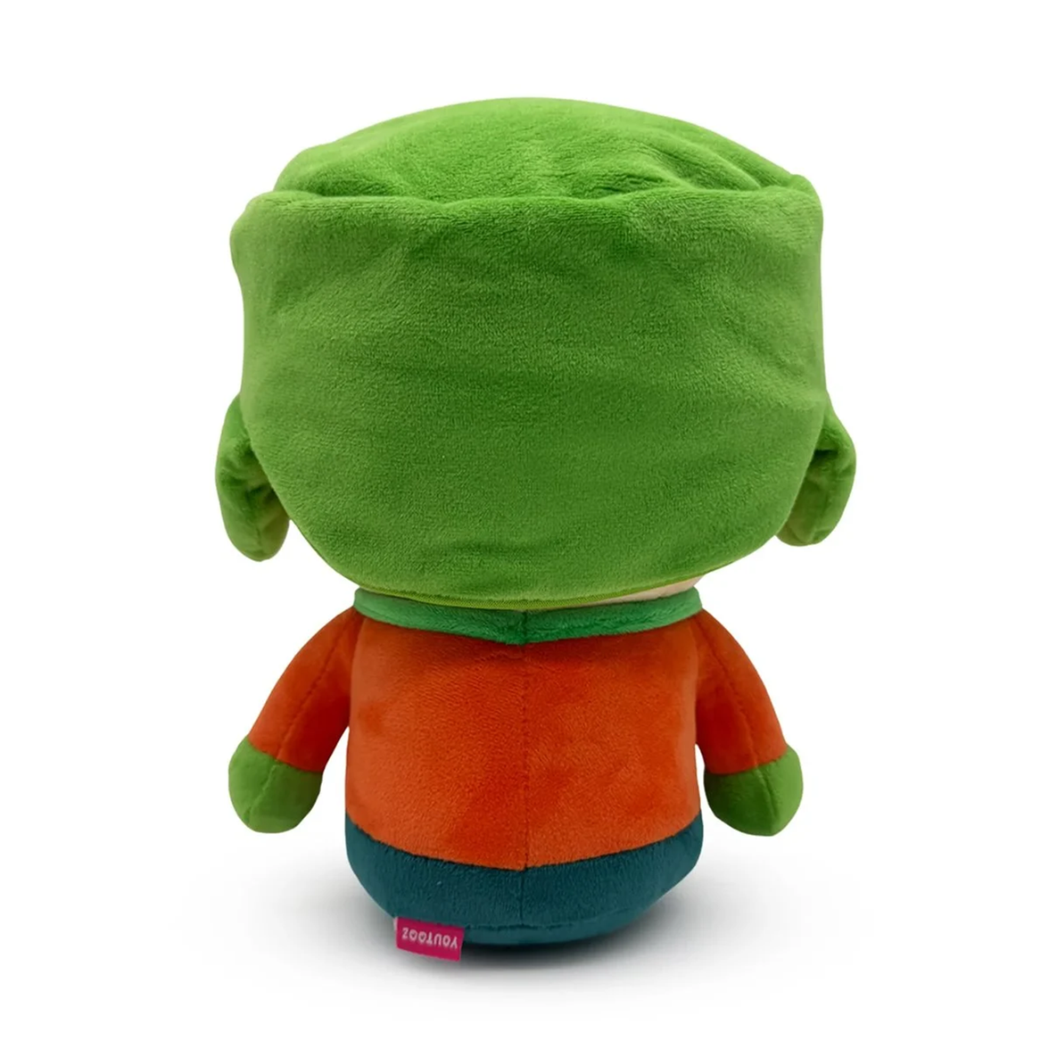 South Park Kyle 9-Inch Plush by Youtooz shown from the back with detailed green hat and orange jacket