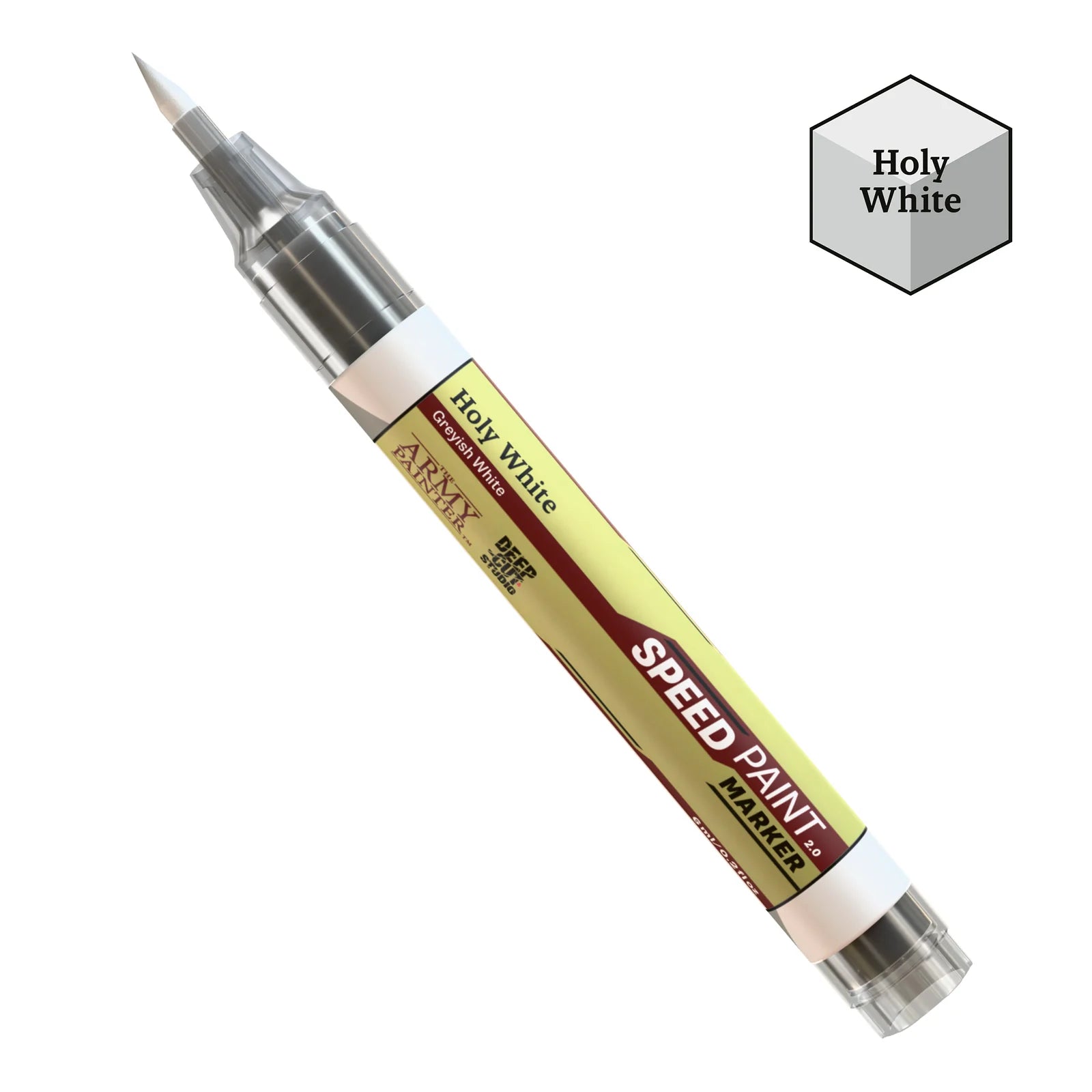 Speed paint marker with 'Holy White' color on a white background