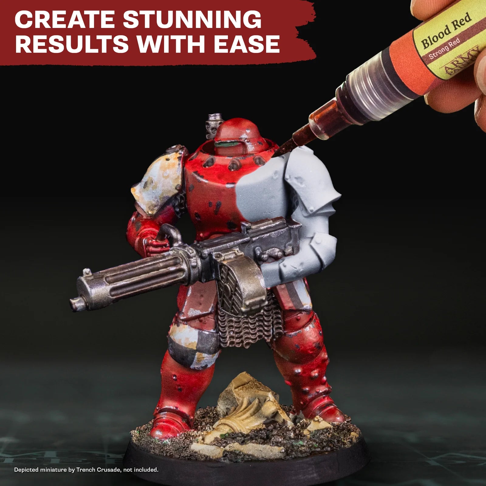 Orc Skin Army Painter Speedpaint Marker - One-Coat Miniature Paint SM1022P applying vibrant red to a detailed miniature figure by Army Painter
