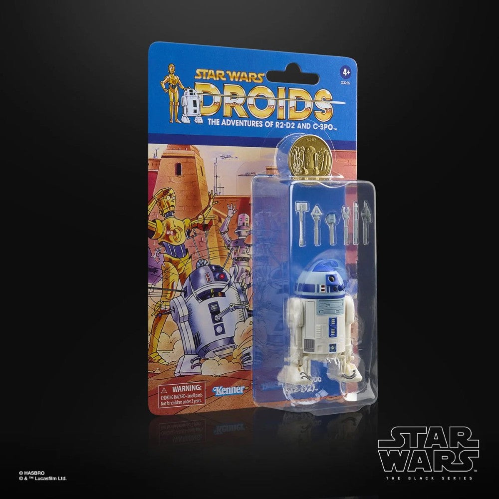 R2-D2 (Artoo-Detoo) Star Wars The Black Series Droids Action Figure by Hasbro in retro Kenner-style packaging.