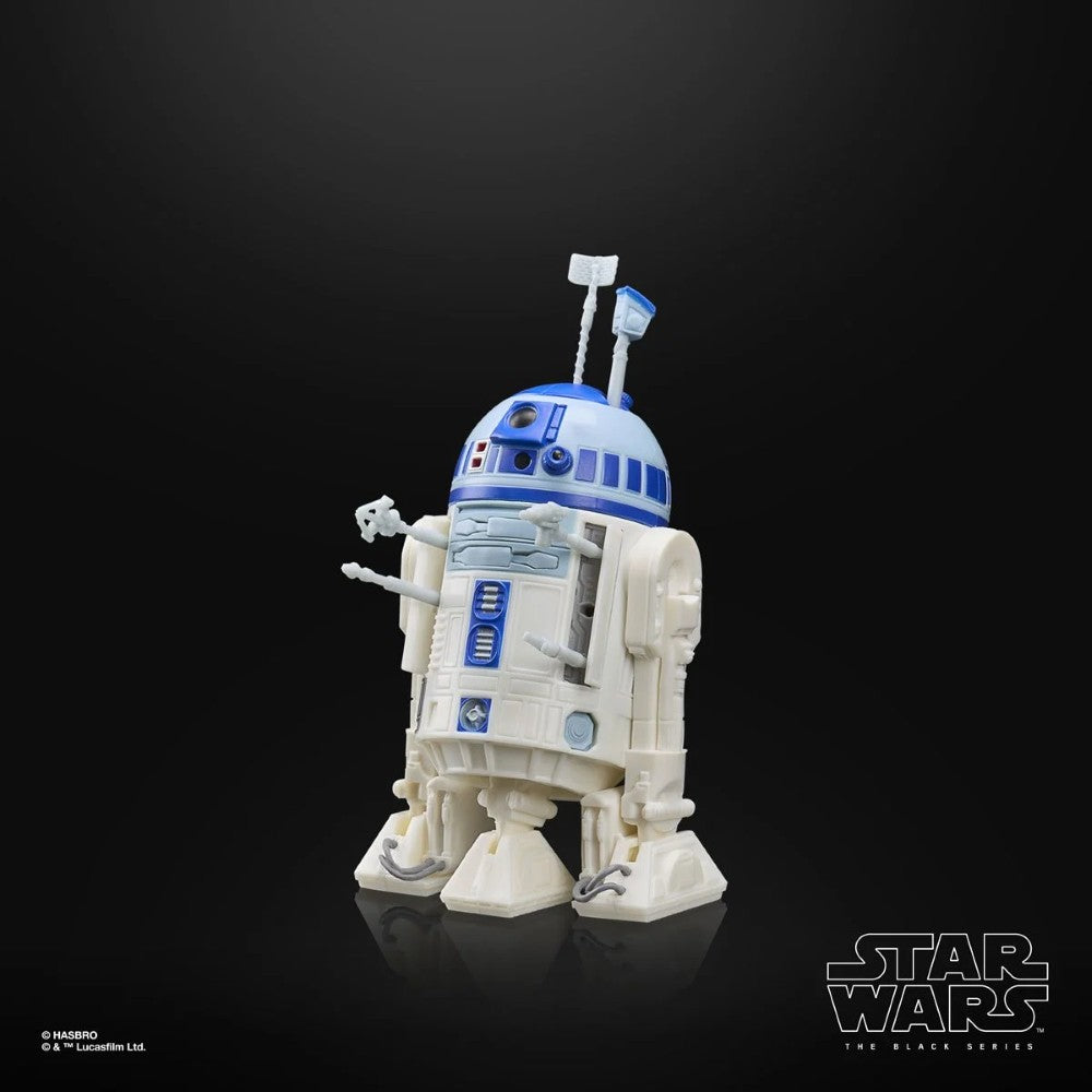 R2-D2 (Artoo-Detoo) Star Wars The Black Series Droids Action Figure by Hasbro on black reflective background
