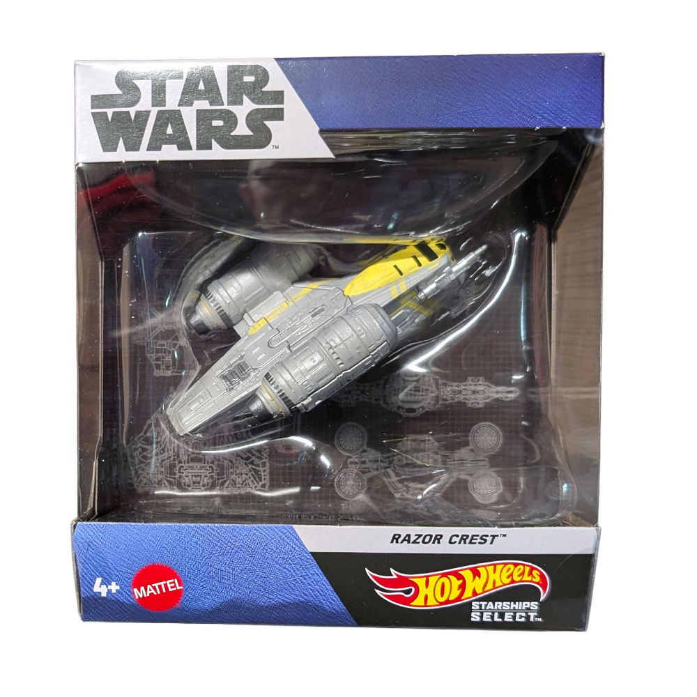 Star Wars Razor Crest spaceship in Hot Wheels Starships Select packaging