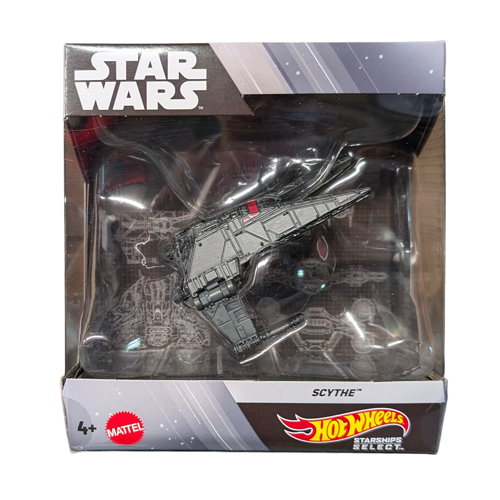 Inquisitor Transport Shuttle Scythe 5 in Hot Wheels Starships Select 2026 by Mattel boxed spacecraft