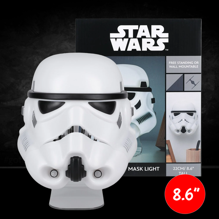 Star Wars Stormtrooper Mask Light - Wall Mountable LED Galactic Empire Lamp by Paladone with white and black detailing
