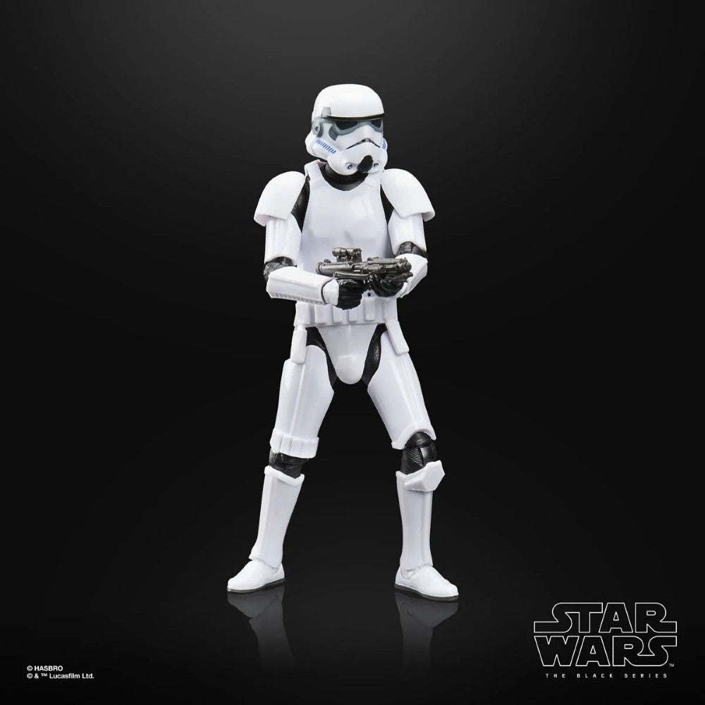 Star Wars The Black Series Droids Imperial Stormtrooper Action Figure (Creased Cardback) by Hasbro on black background