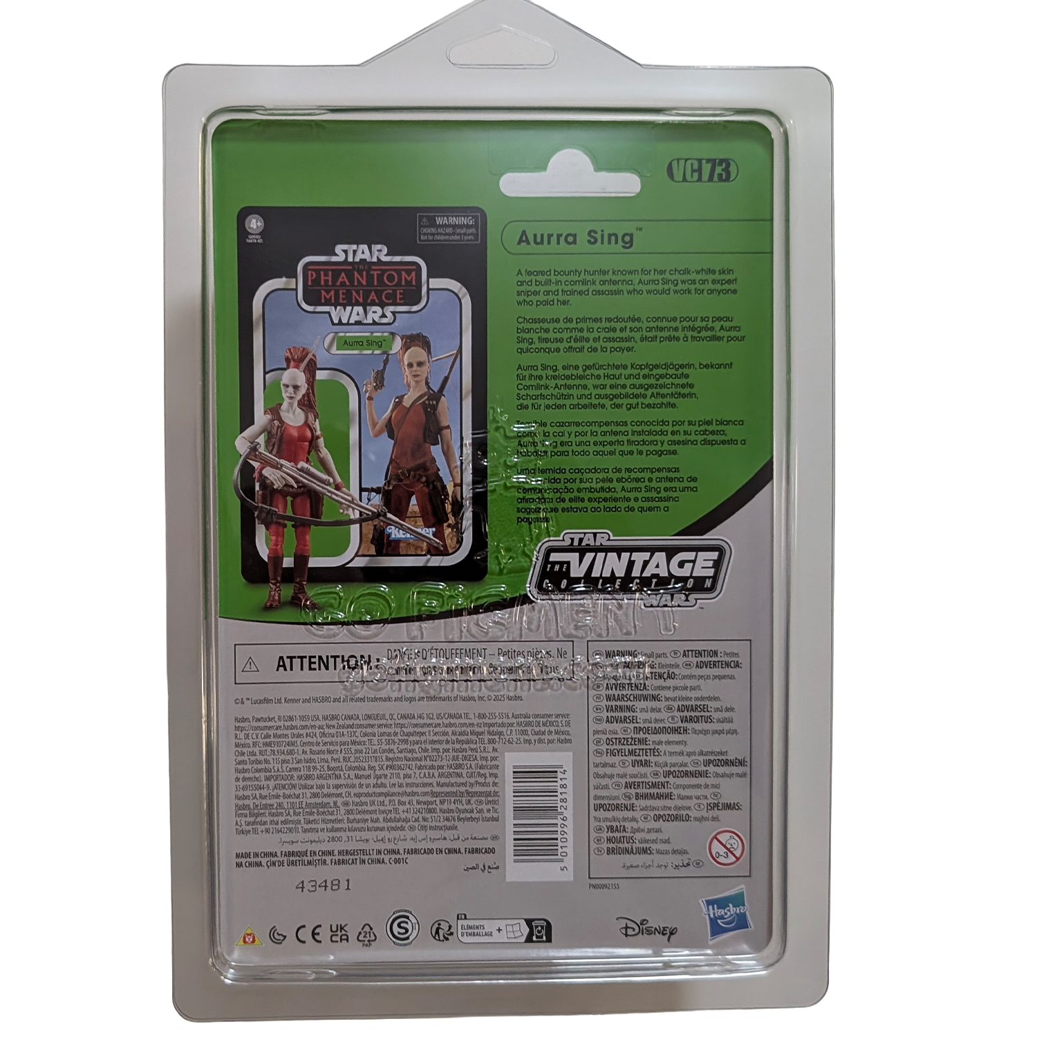 Aurra Sing 1:18 | 3.75" Star Wars The Vintage Collection Action Figure VC-73 in case, Kenner back packaging