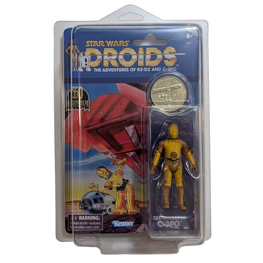 Hasbro C-3PO from Droids 1:18 | 3.75" Star Wars The Vintage Collection Action Figure with coin and case