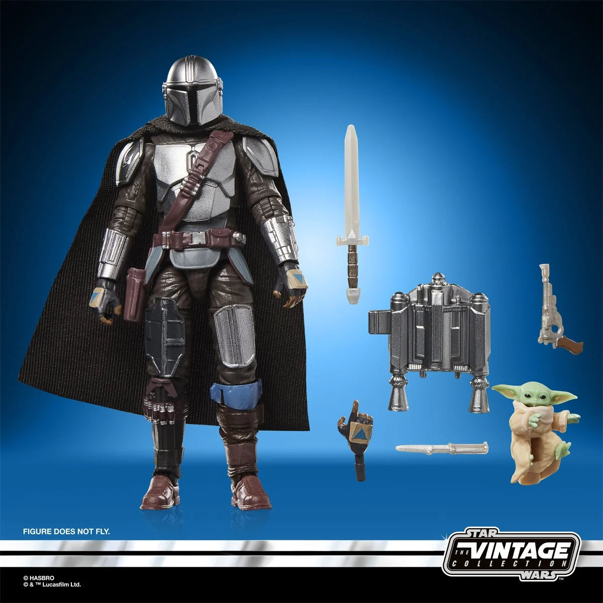 Star Wars The Vintage Collection The Mandalorian & Grogu Deluxe 3 3/4-Inch Action Figure by Kenner new in packaging with accessories