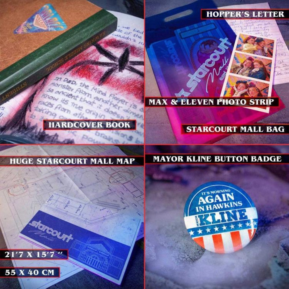Stranger Things Hawkins Memories (Vecna's Curse Edition) Kit - Over 50 Pieces by Doctor Collector includes map, book, badge, and photo strip.