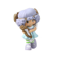Angel Cake Strawberry Shortcake 2.5" Cheebee Figure by Loyal Subjects holding a golden harp with lavender hair and blue dress