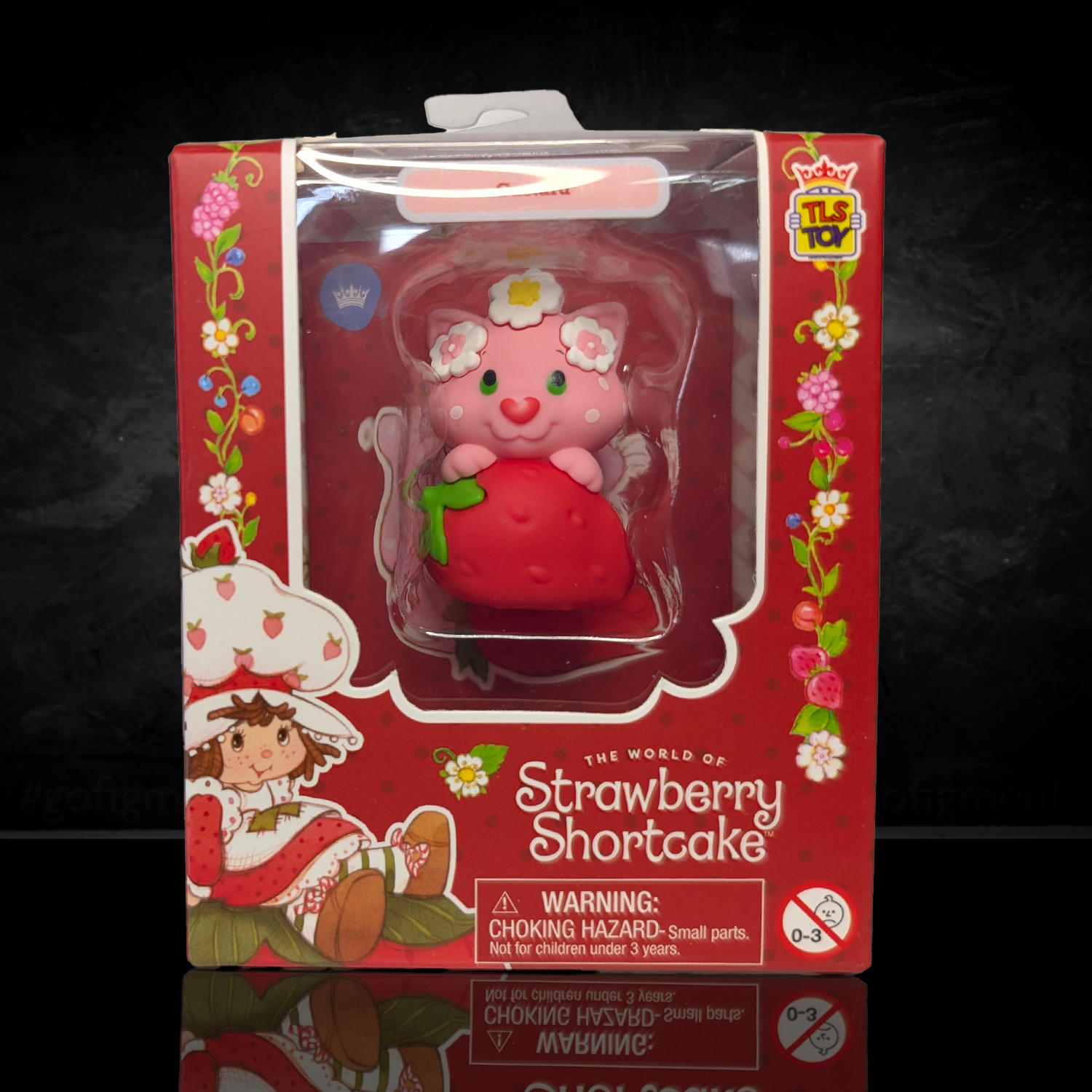 Strawberry Shortcake 2.5" Custard the Cat with Strawberry Cheebee Figure by Loyal Subjects in collectible red packaging