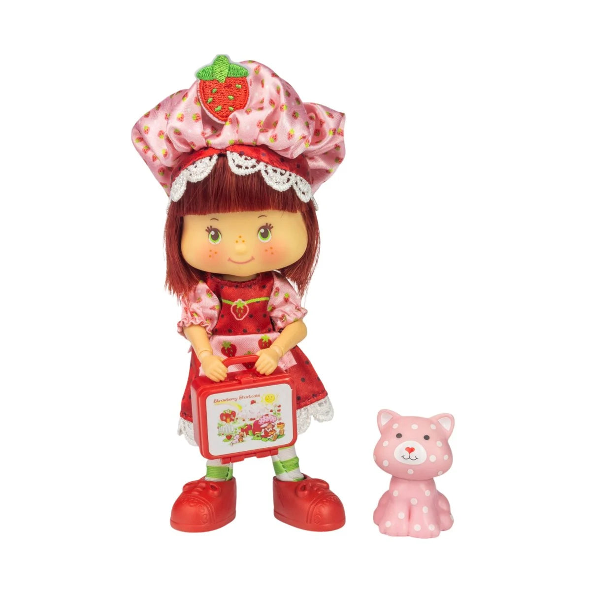 Loyal Subjects Strawberry Shortcake 5 1/2-inch doll in Party Pleaser Outfit with pink polka dot cat figure