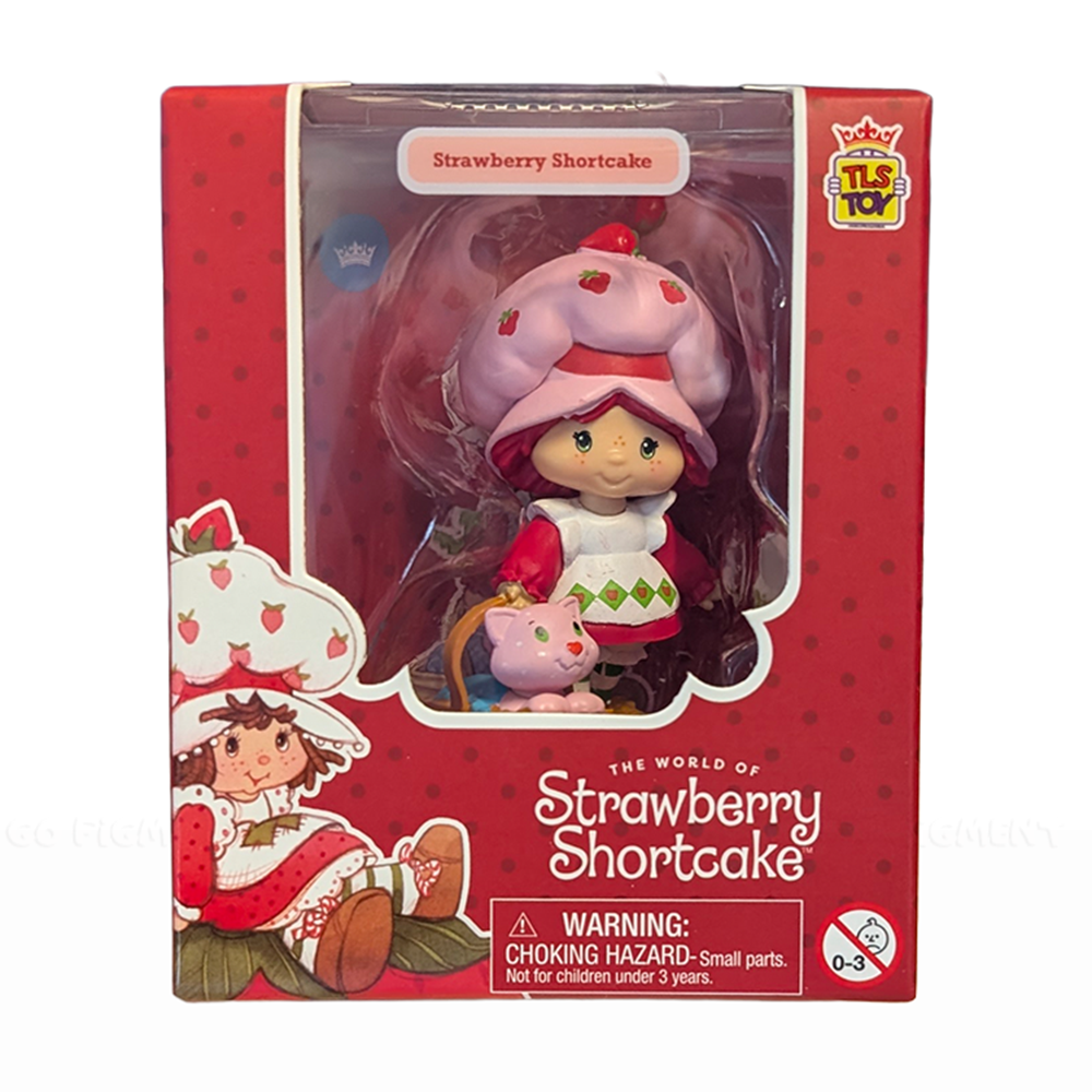 Strawberry Shortcake 2.5" with Custard the Cat with Strawberry Cheebee Figure by Loyal Subjects in red polka dot box.