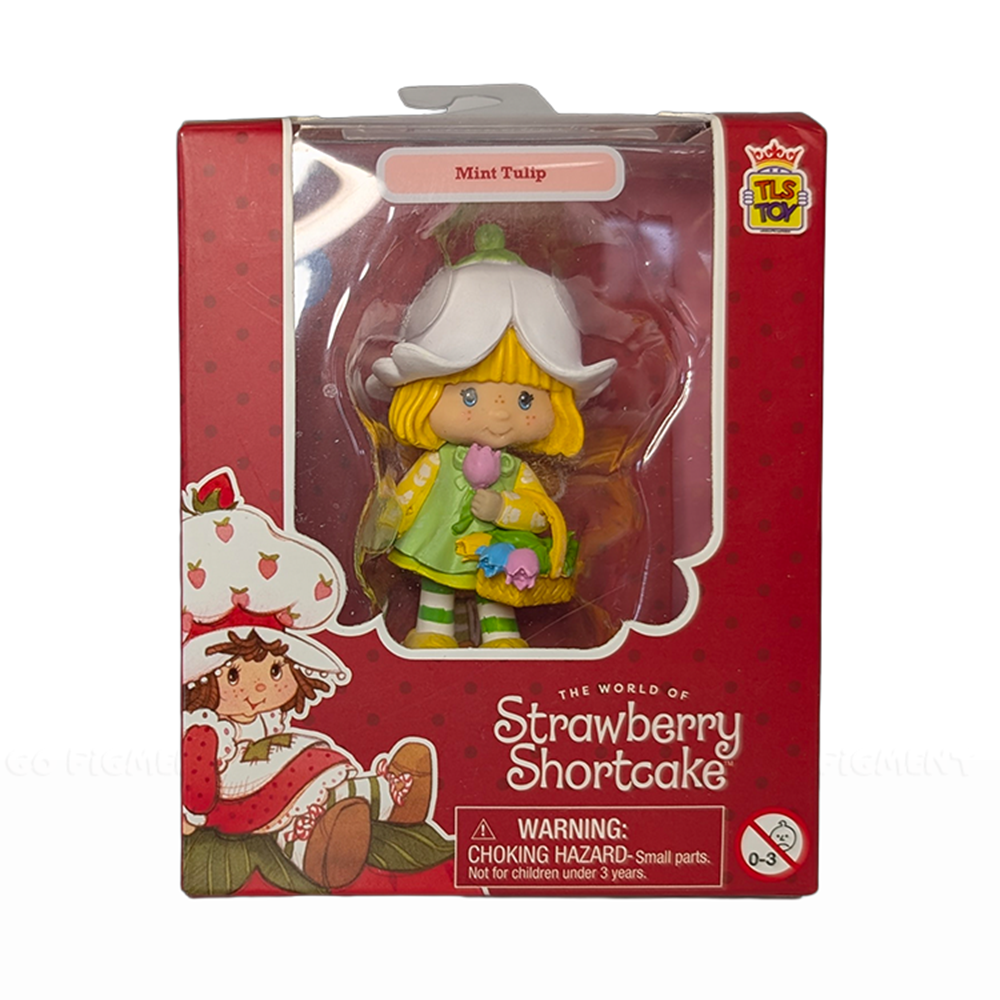 Mint Tulip Strawberry Shortcake 2.5" Cheebee Figure by Loyal Subjects in collectible box with red themed packaging.