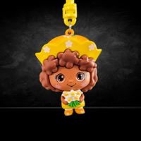 Strawberry Shortcake CheeBee U-PICK 2.5-Inch Keychain Blind Bag by Loungefly featuring a brown-haired character with yellow hat and flowers
