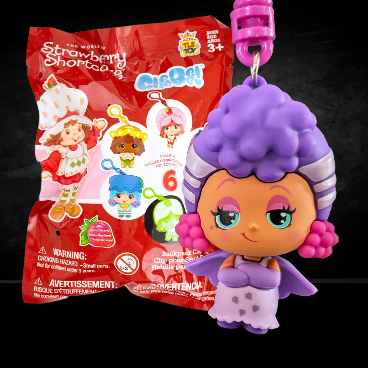Strawberry Shortcake CheeBee U-PICK 2.5-Inch Keychain Blind Bag by Loungefly featuring Sour Grapes character new in box collectible