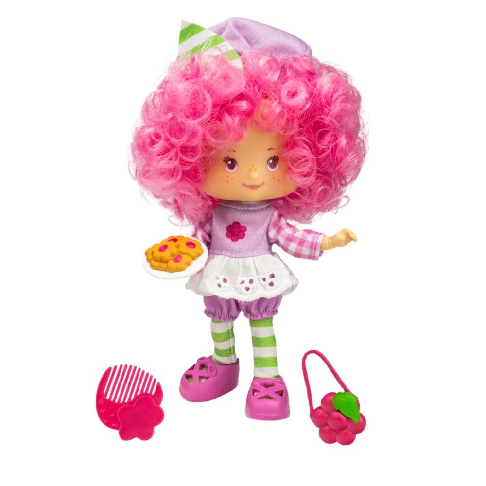 Strawberry Shortcake Raspberry Tart 5 1/2-inch fashion doll with pink curly hair and accessories by Loyal Subjects