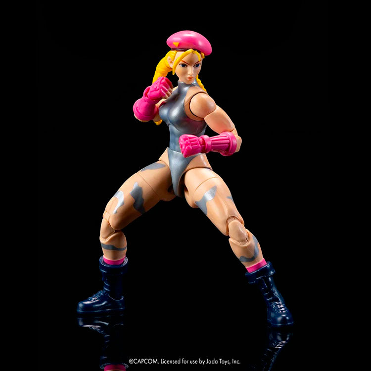 Jada Toys Ultra Street Fighter II Cammy in pink and silver 6-inch action figure in fighting pose