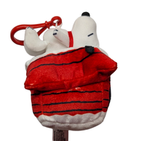 Snoopy on Doghouse Peanuts Super Duper Plush Holiday Keychain Super7 red plush keychain