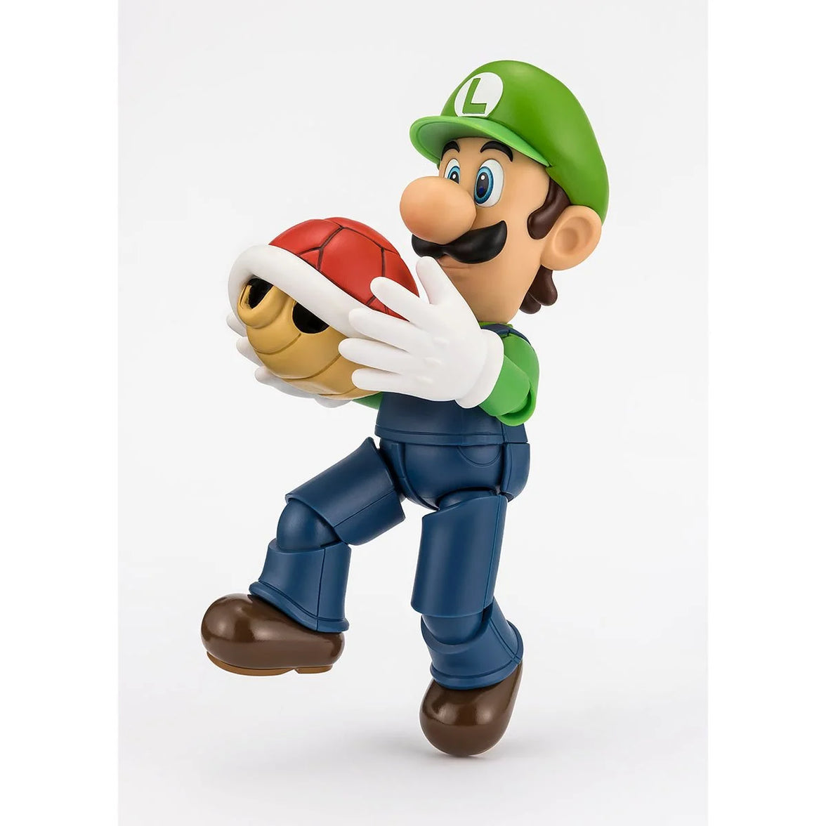 Super Mario Bros S.H.Figuarts Complete 3 Action Figures and Playset by Bandai Tamashii Nations featuring Luigi holding red shell by SH Figuarts