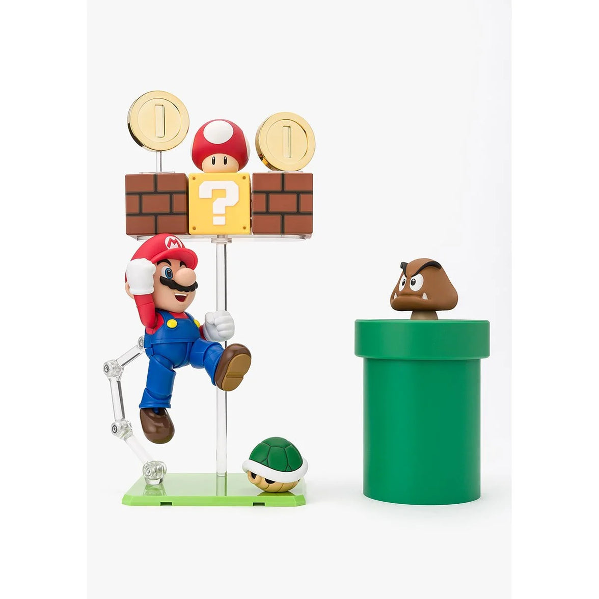 SuSuper Mario Bros S.H.Figuarts Action Figure Playset by Bandai Tamashii Nations with Mario and game elements by SH Figuarts