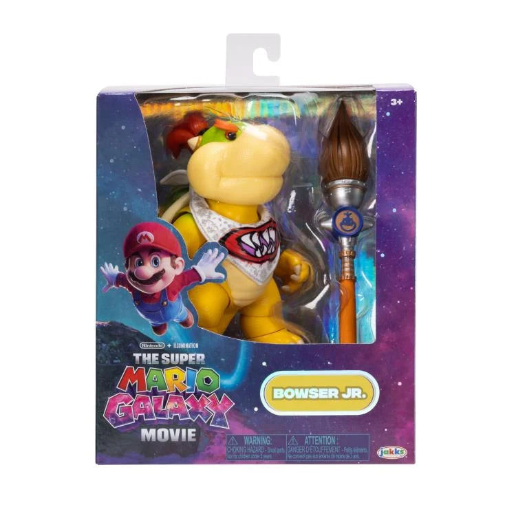 The Super Mario Galaxy Movie 5-Inch Scale Set of 4 Action Figures by JAKKS PACIFIC featuring Bowser Jr. collectible figure in packaging