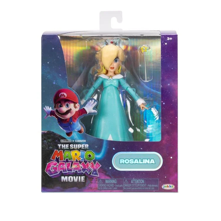The Super Mario Galaxy Movie 5-Inch Scale Set of 4 Action Figures by JAKKS PACIFIC featuring Rosalina collectible toy.
