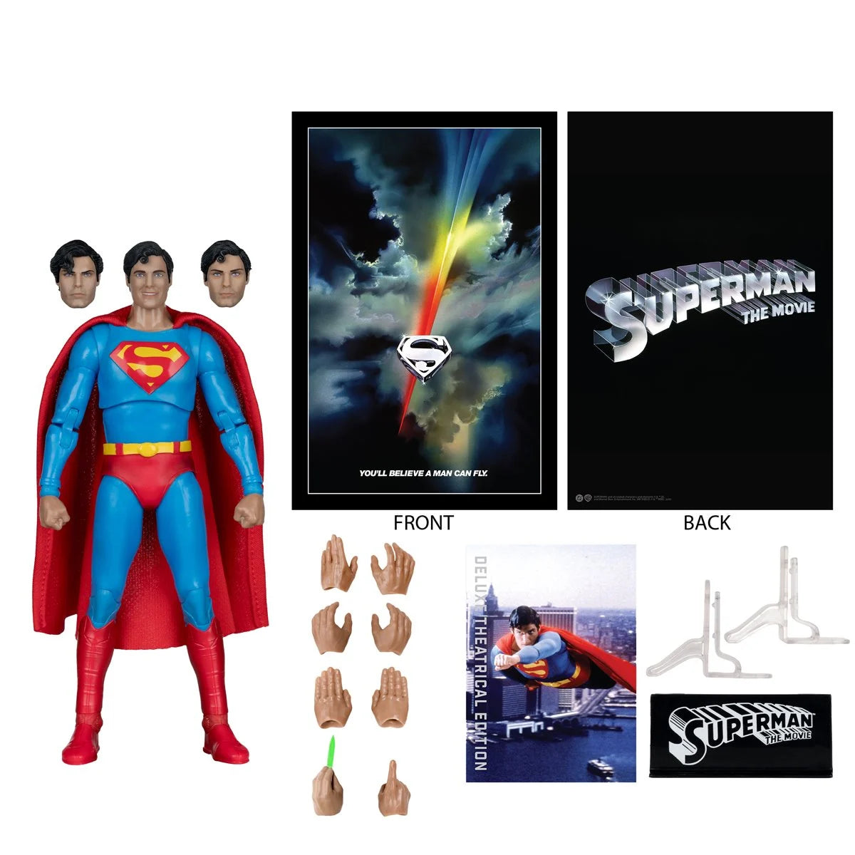 McFarlane Toys DC Multiverse Superman: The Movie 1978 Superman 7" Action Figure with interchangeable heads and accessories