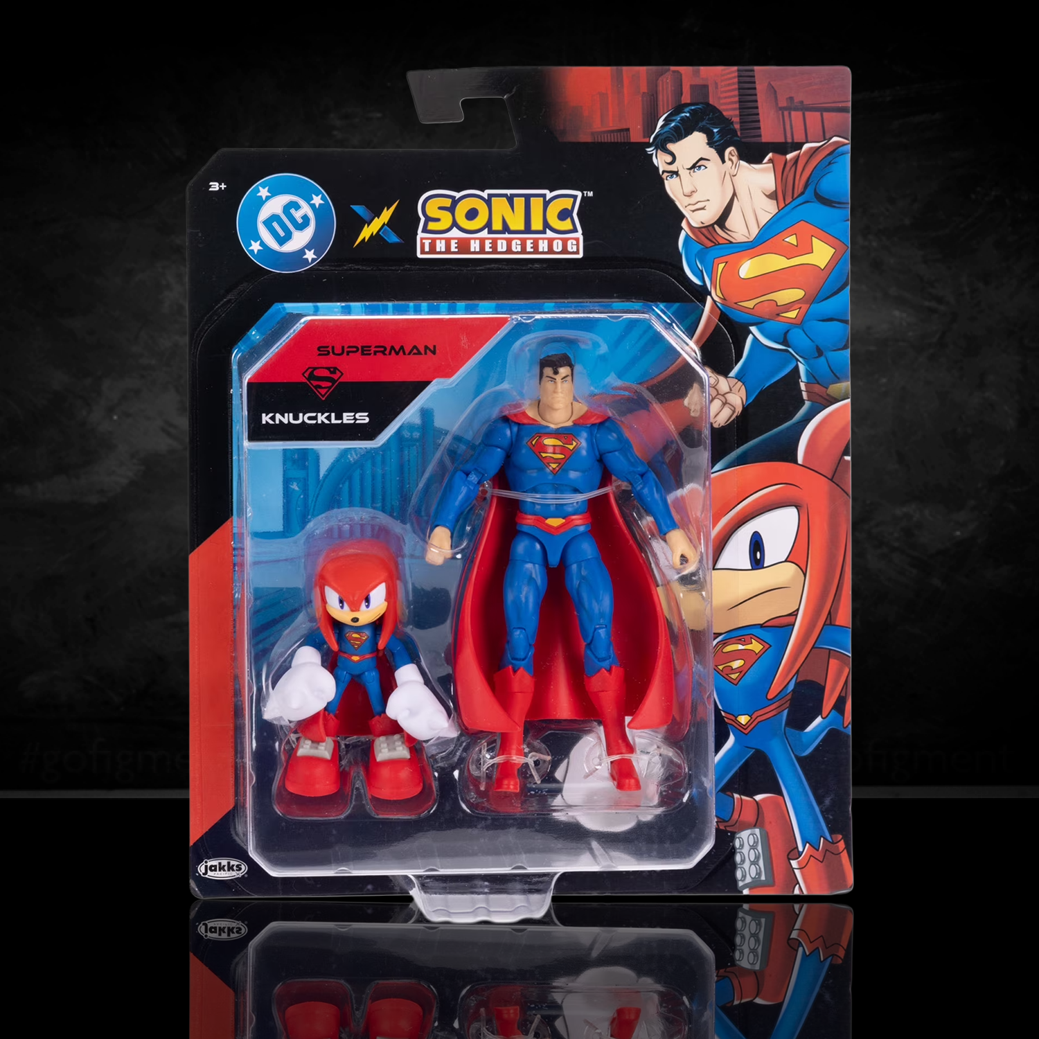 DC x Sonic the Hedgehog Multipack - Superman & Knuckles as Superman Action Figures by Go Figment, new in box collectible set