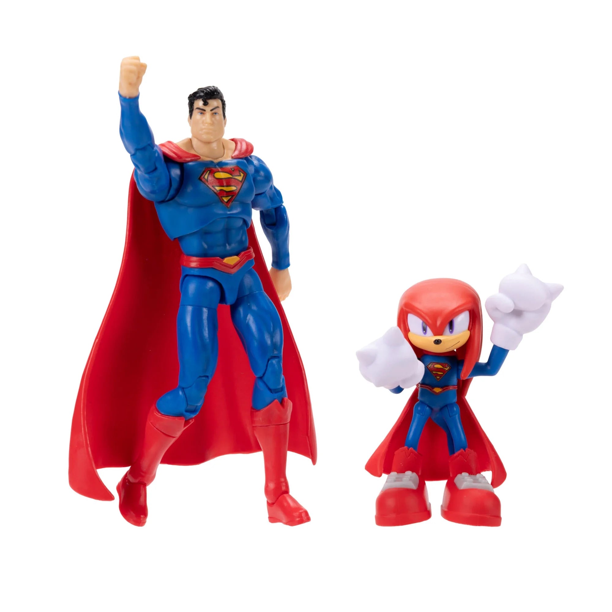 DC x Sonic the Hedgehog Multipack - Superman & Knuckles as Superman Action Figures by Go Figment, new in box 5-inch scale