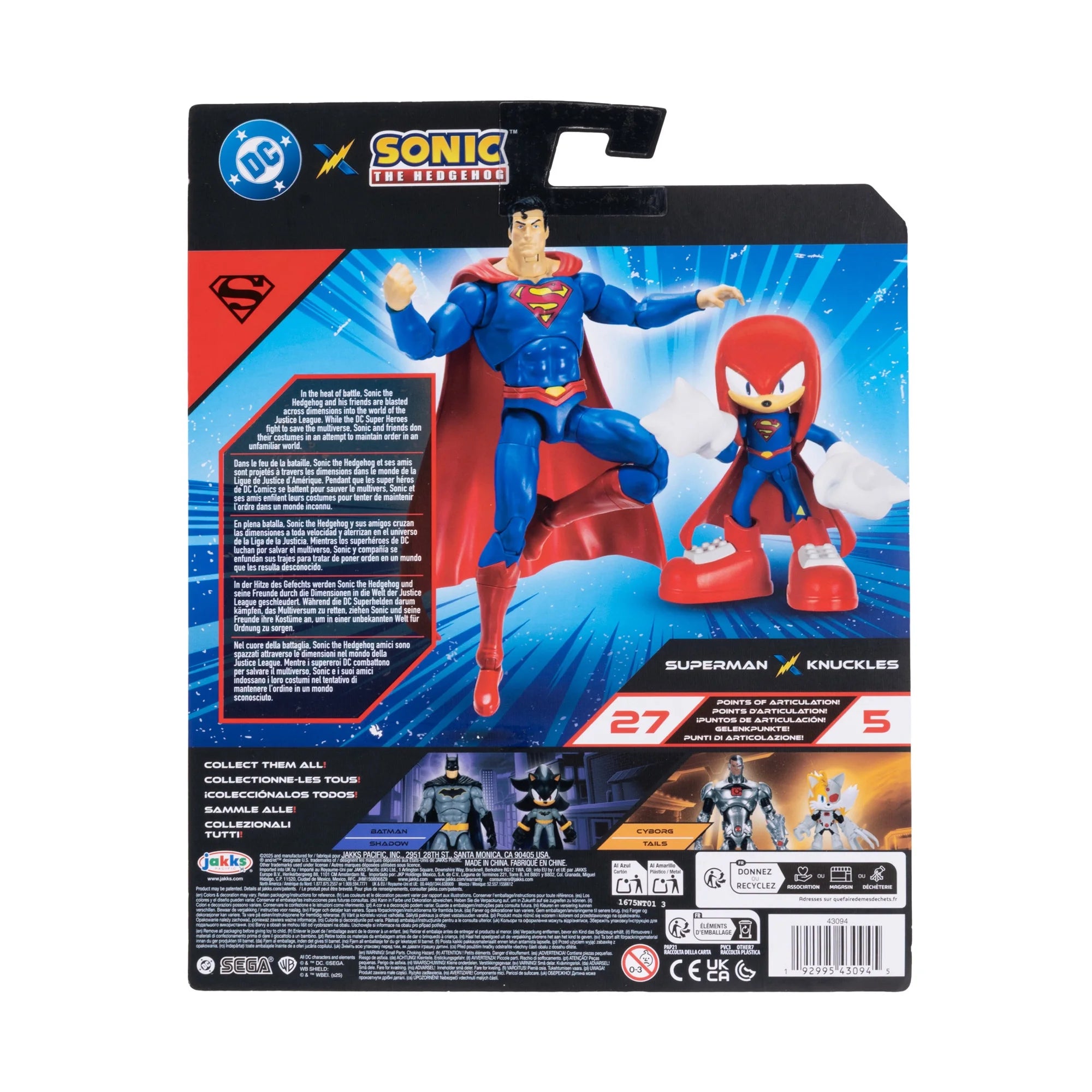DC x Sonic the Hedgehog Multipack - Superman & Knuckles as Superman Action Figures by Go Figment new in box 5-inch scale