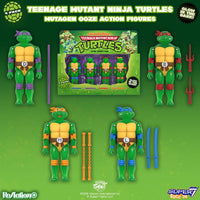 Teenage Mutant Ninja Turtles Mutagen Ooze Glow-in-the-Dark ReAction+ Action Figure 4-Pack by Super7 3.75-Inch