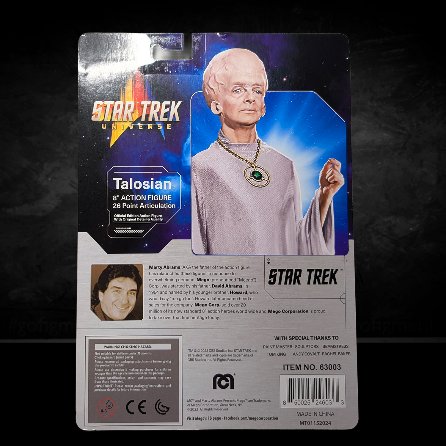 Talosian Star Trek TOS Retro Style Articulated Mego Action Figure 8 inch by Mego with 26-point articulation packaging backview
