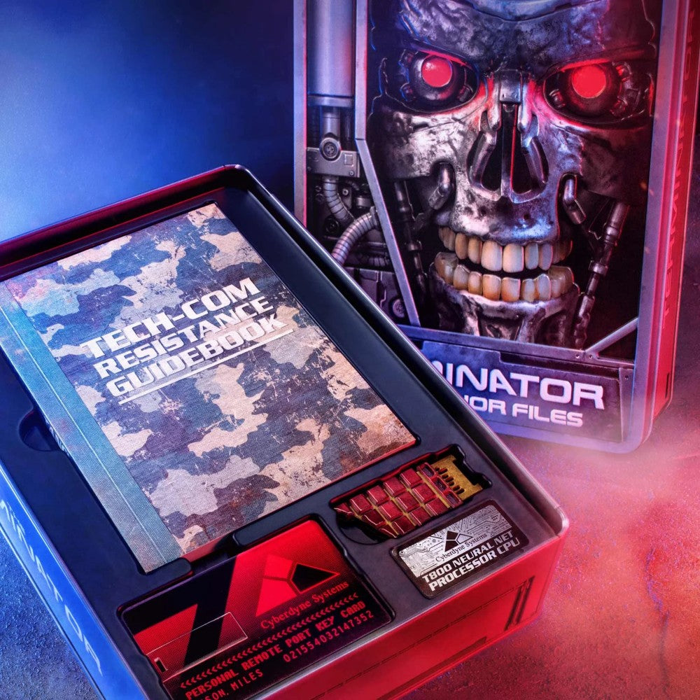 Terminator Collector Box featuring Tech-Com Resistance Guidebook and Neural Processor replica by Doctor Collector