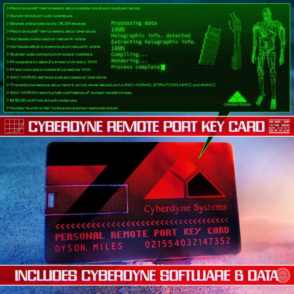 Personal Remote Port Key Card from Cyberdyne Systems featuring digital interface and holographic data by Doctor Collector