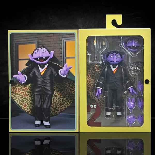 The Count - Sesame Street Ultimate NECA 7-Inch Scale Action Figure in black suit with multiple hands and accessories new in box