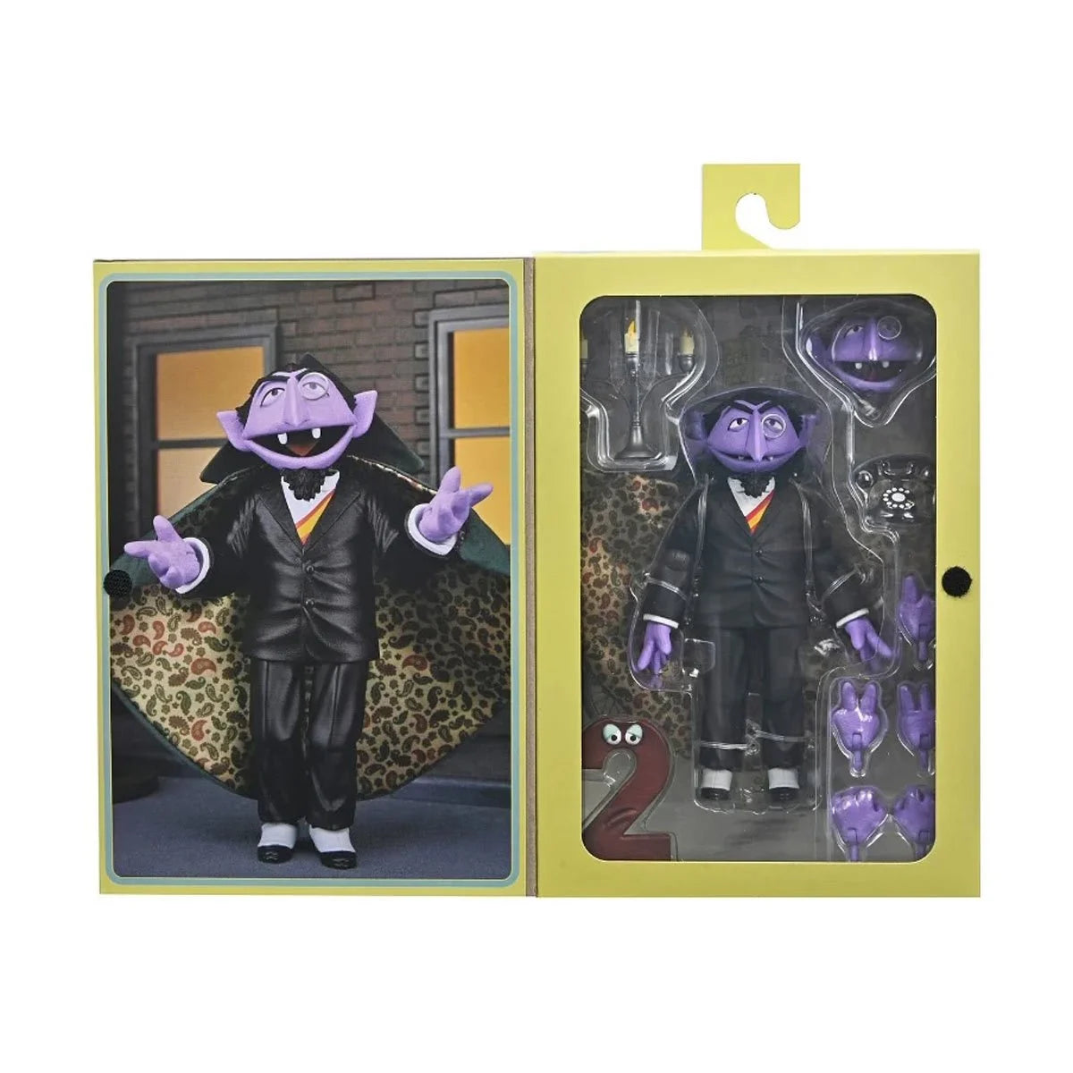 The Count - Sesame Street Ultimate NECA 7-Inch Scale Action Figure by Neca in black suit with multiple interchangeable hands new in box