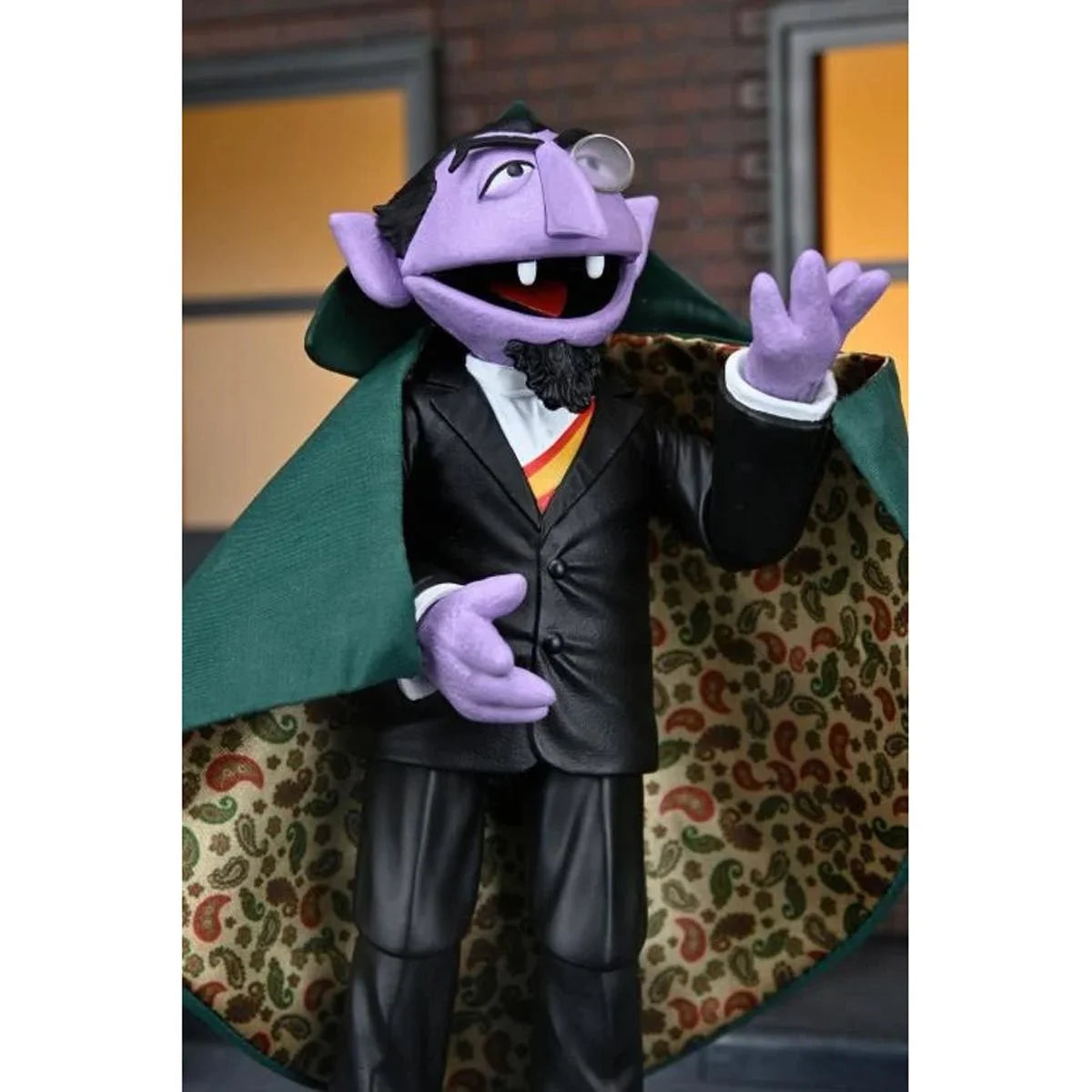 The Count - Sesame Street Ultimate NECA 7-Inch Scale Action Figure in black suit with detailed cape lining new in box collectible