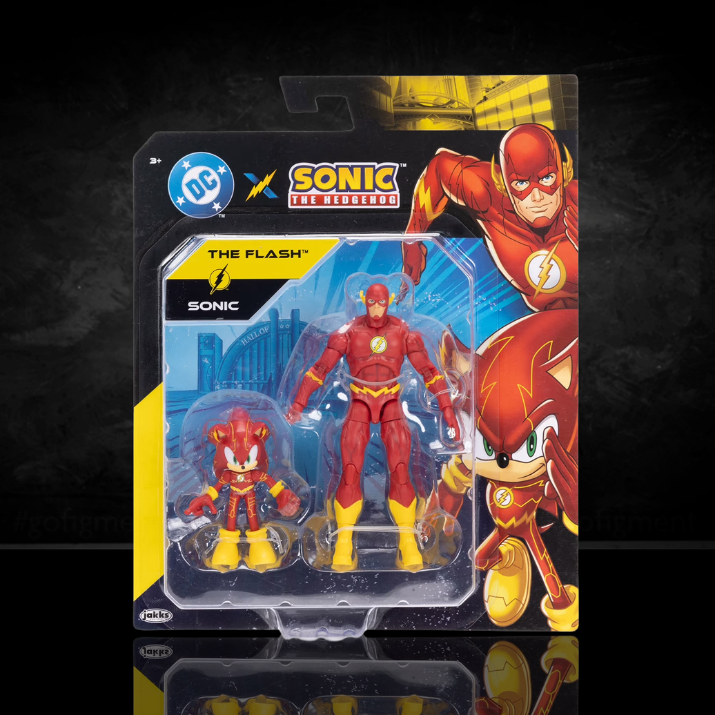 DC x Sonic the Hedgehog Sonic as The Flash & The Flash 2-Pack Action Figures new in box by Jakks Pacific