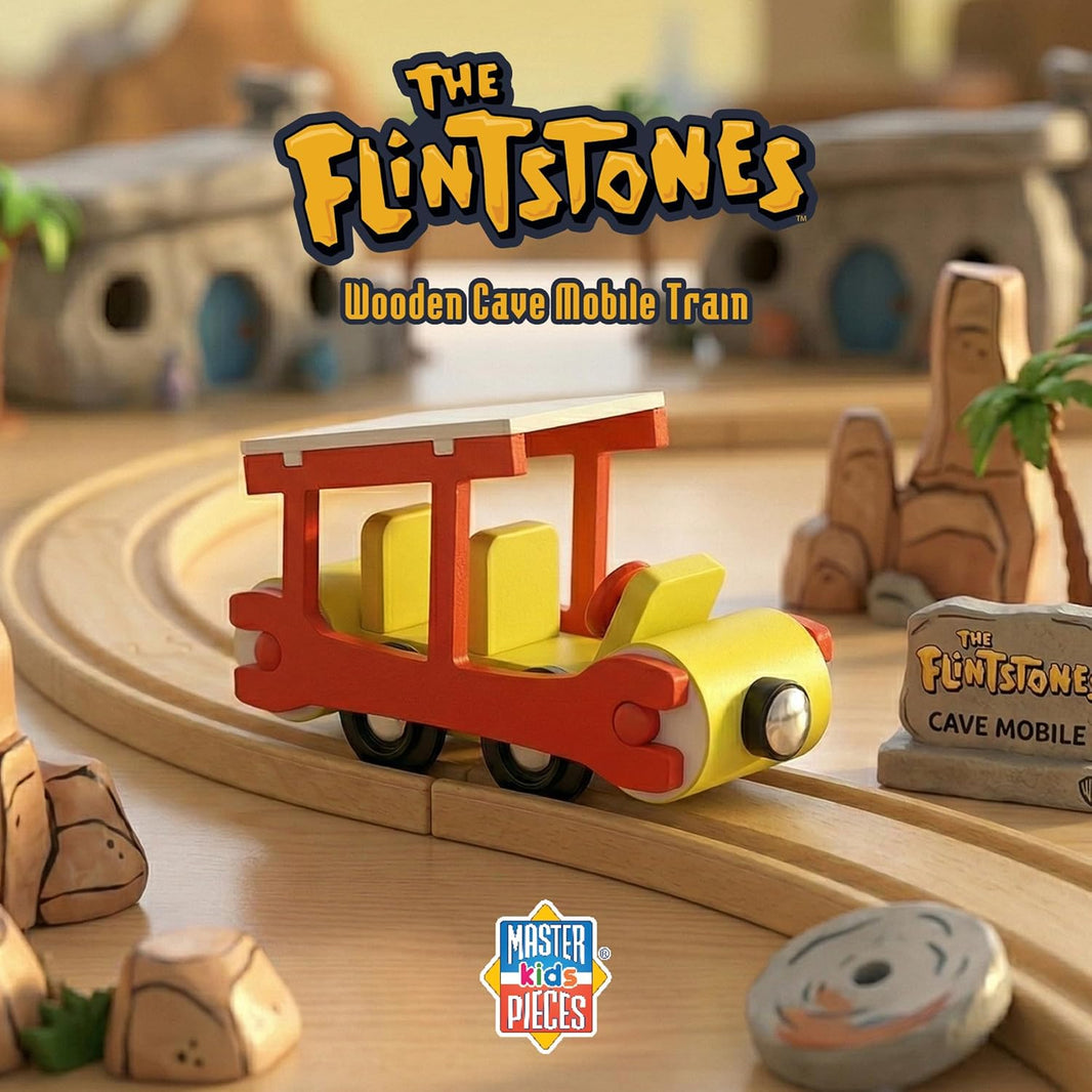 Flintstones Cave Mobile Wooden Train Engine - Classic Bedrock Adventure Toy by Master Pieces new in box collectible
