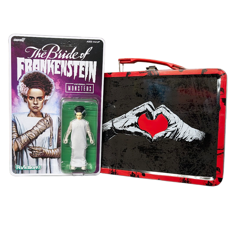 Frankenstein and Bride Universal Monsters ReAction Figure Set with Tin Tote Super7 Factory Entertainment