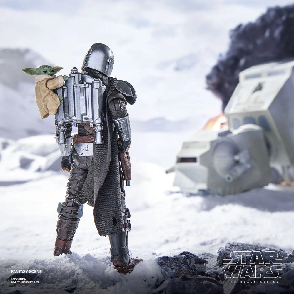 The Mandalorian & Grogu Deluxe Star Wars The Black Series 6-Inch Action Figure in snowy battle scene new in box collectible