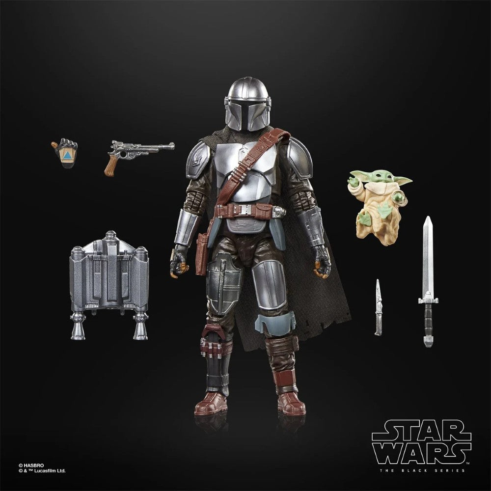 The Mandalorian & Grogu Deluxe Star Wars The Black Series 6-Inch Action Figure with armor, weapons, and accessories new in box by Star Wars: The Black Series