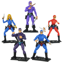 The Phantom Hero H.A.C.K.S. 5 PACK BUNDLE Phantom Series Action Figure set by Boss Fight Studio Llc displayed with weapons