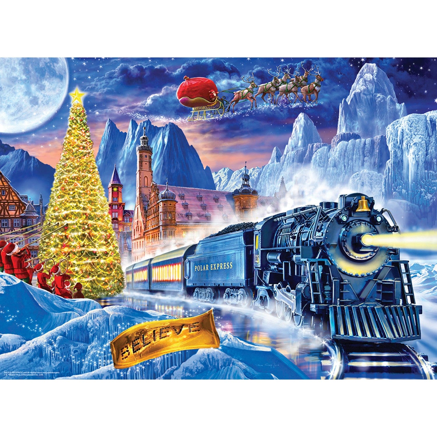 Master Pieces The Polar Express 100 piece Christmas jigsaw puzzle featuring a festive train and holiday scene